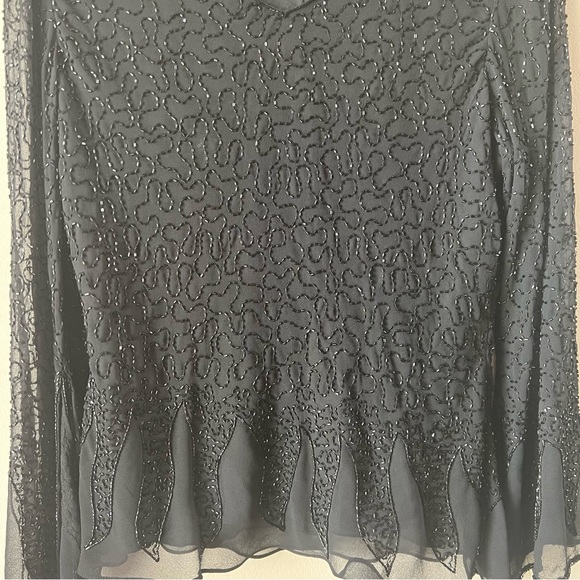 Beaded Black Vintage Beaded Blouse Size 8 - Picture 5 of 10
